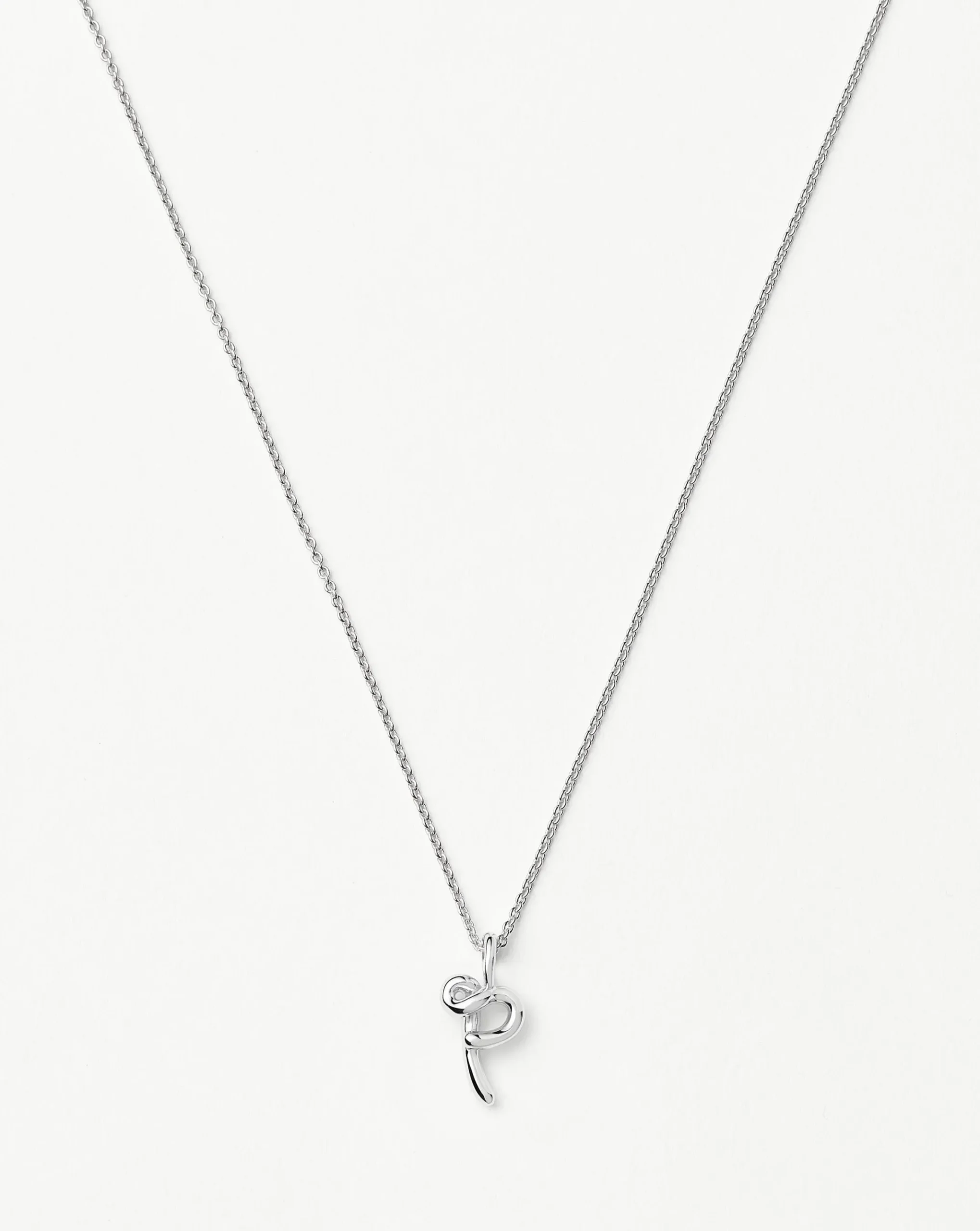 Curly Molten Mini Initial Necklace - P