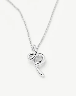 Curly Molten Mini Initial Necklace - P