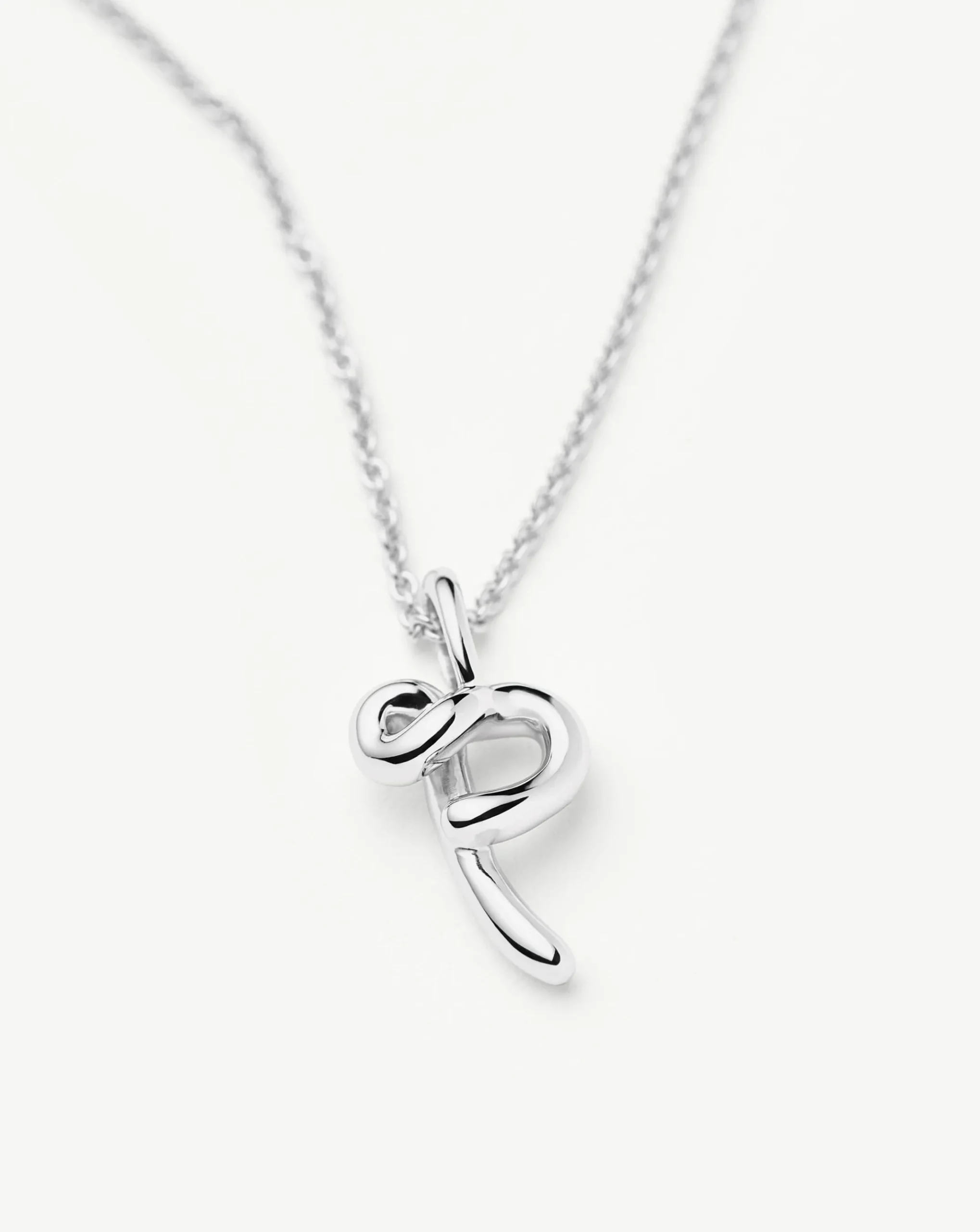 Curly Molten Mini Initial Necklace - P