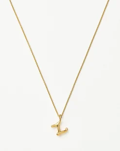 Curly Molten Mini Initial Necklace - Z