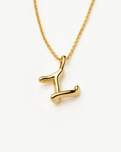 Curly Molten Mini Initial Necklace - Z
