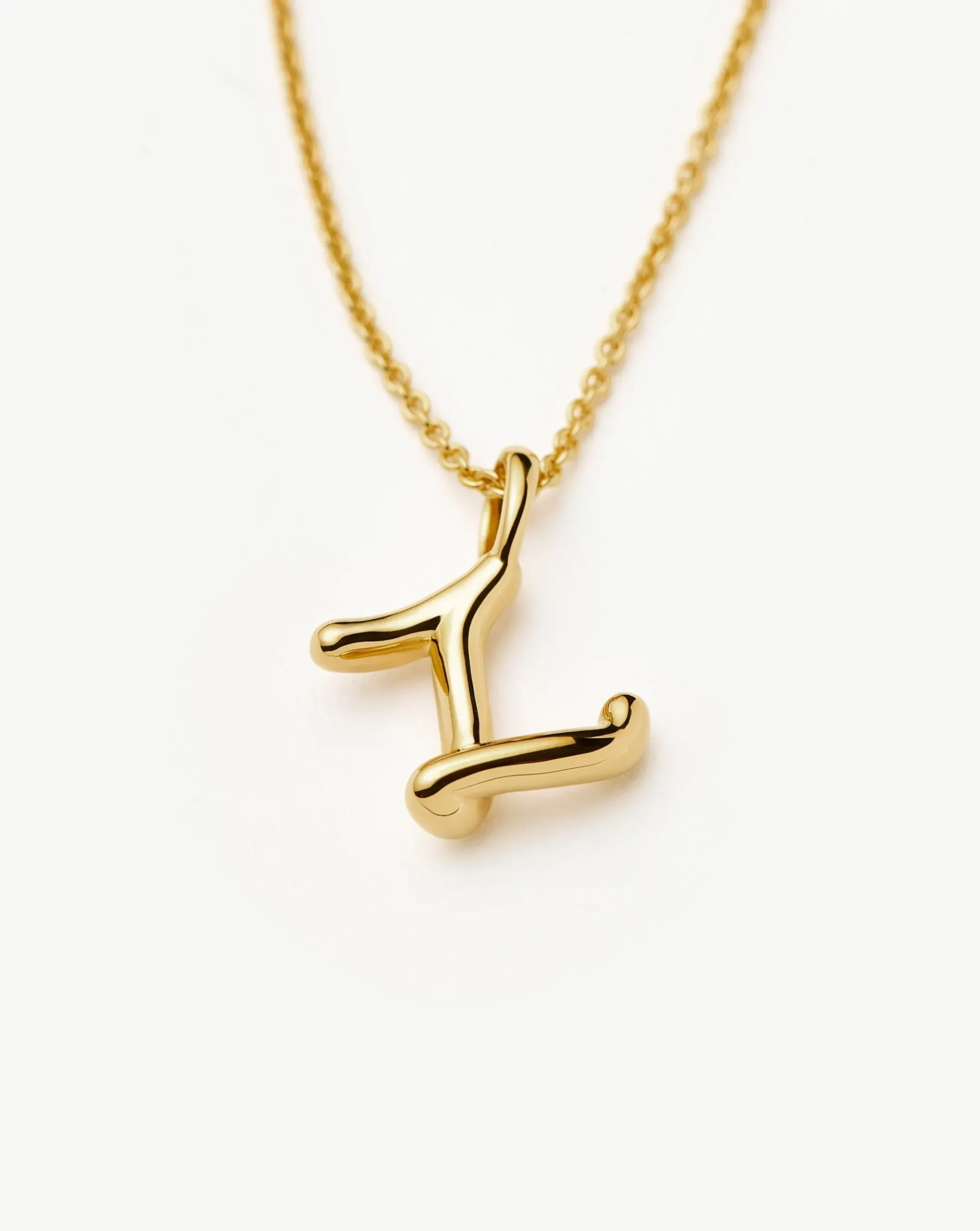 Curly Molten Mini Initial Necklace - Z