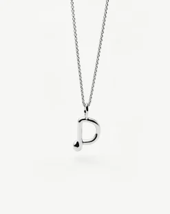 Curly Molten Mini Initial Necklace - D