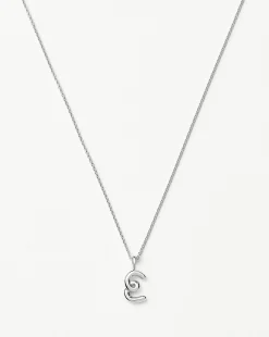 Curly Molten Mini Initial Necklace - E