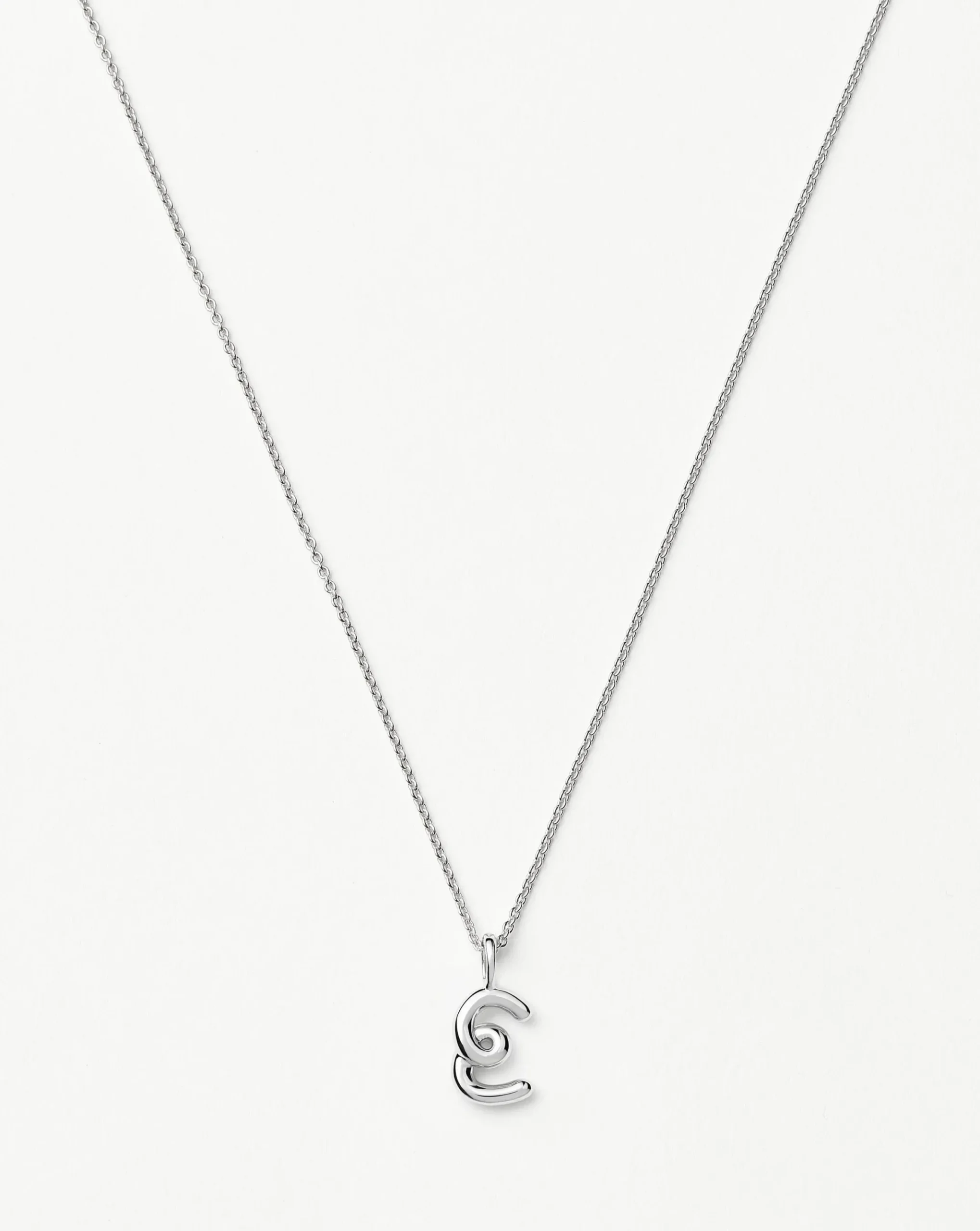 Curly Molten Mini Initial Necklace - E