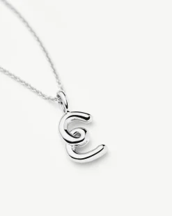 Curly Molten Mini Initial Necklace - E