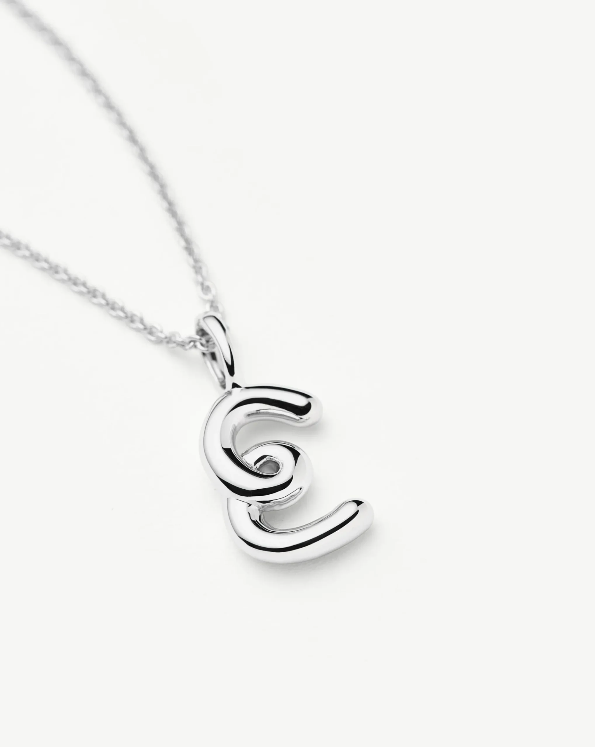 Curly Molten Mini Initial Necklace - E