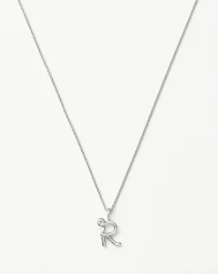 Curly Molten Mini Initial Necklace - R