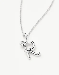 Curly Molten Mini Initial Necklace - R