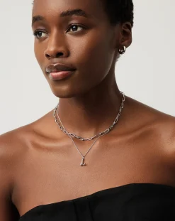 Curly Molten Mini Initial Necklace - L