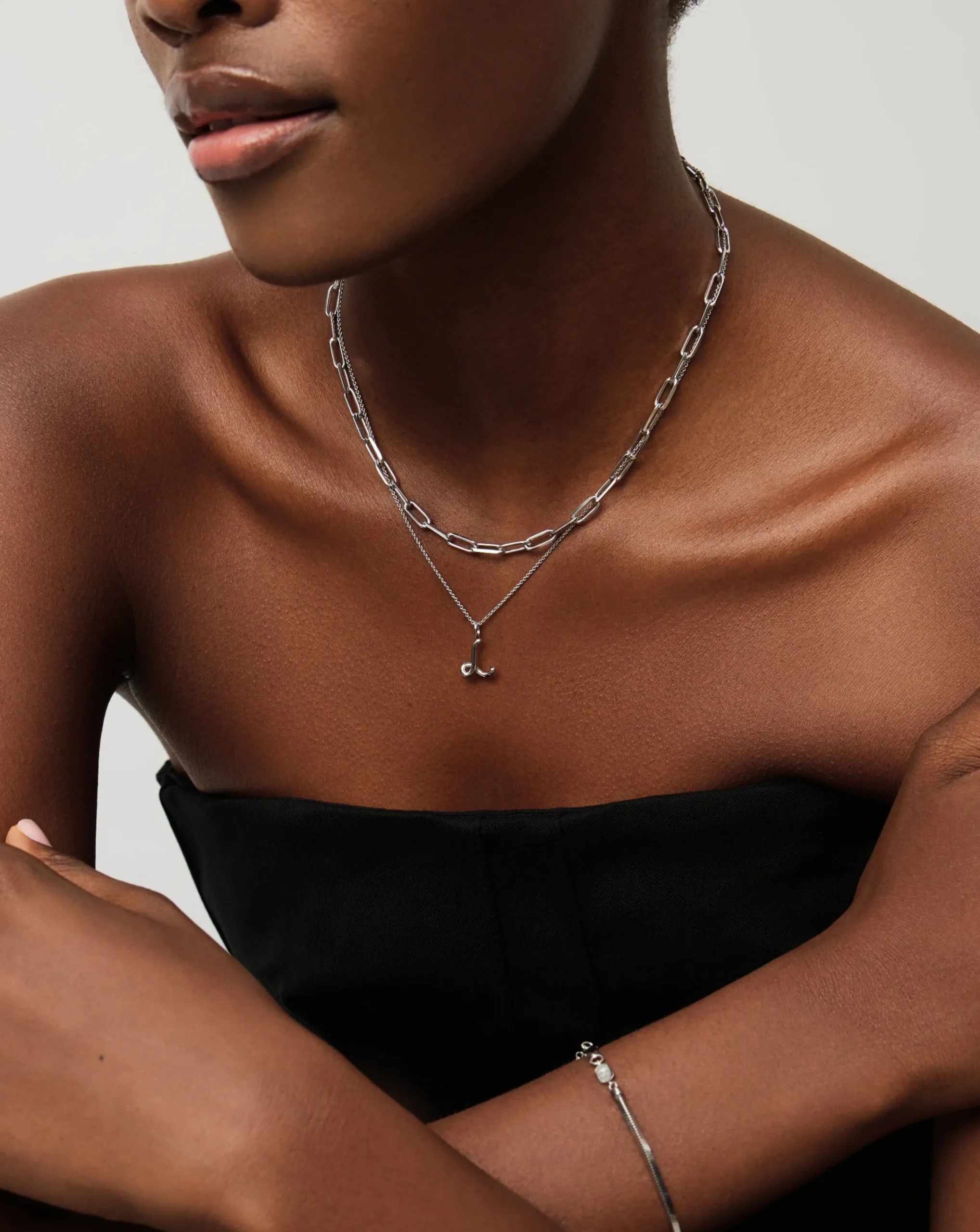 Curly Molten Mini Initial Necklace - L