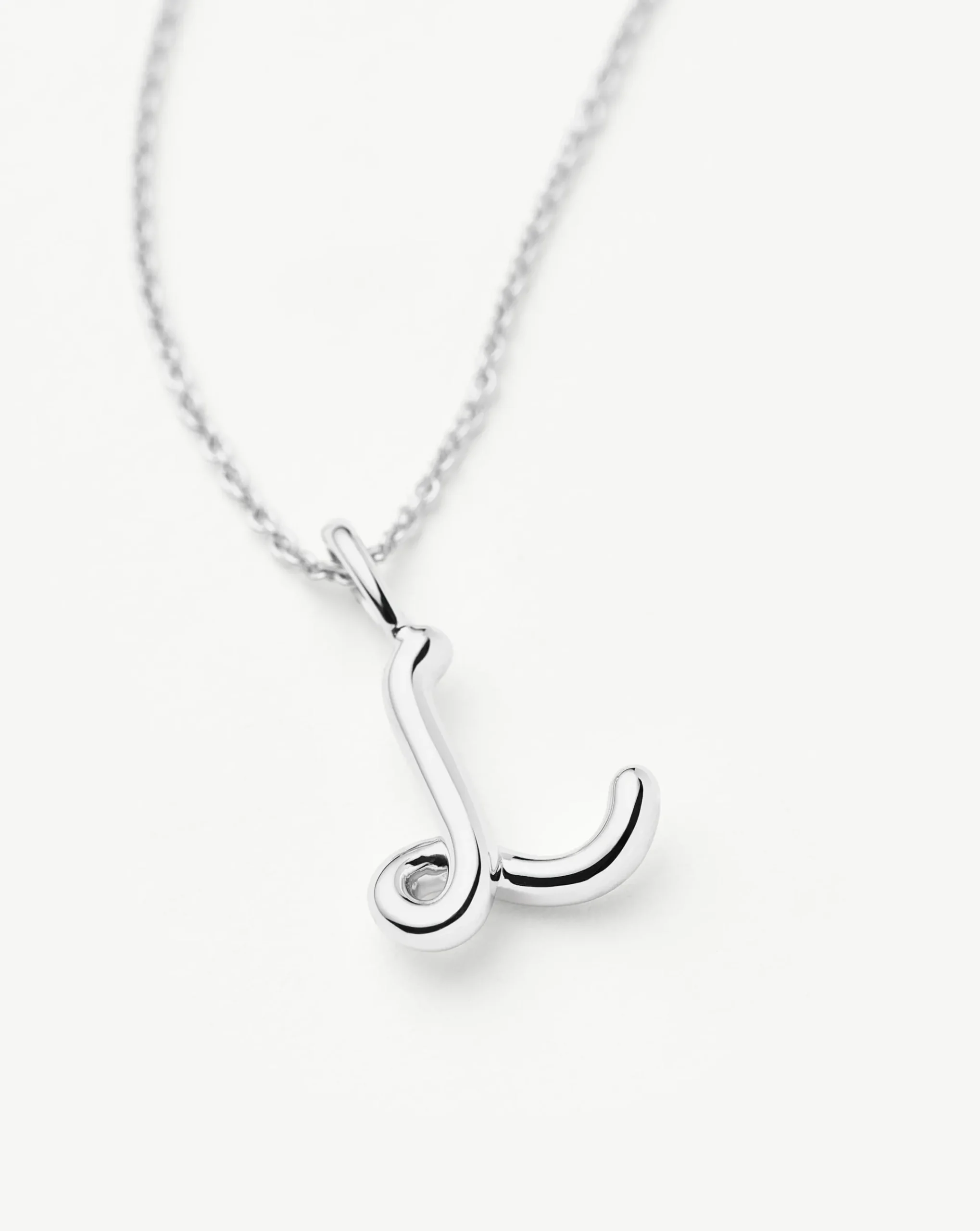 Curly Molten Mini Initial Necklace - L