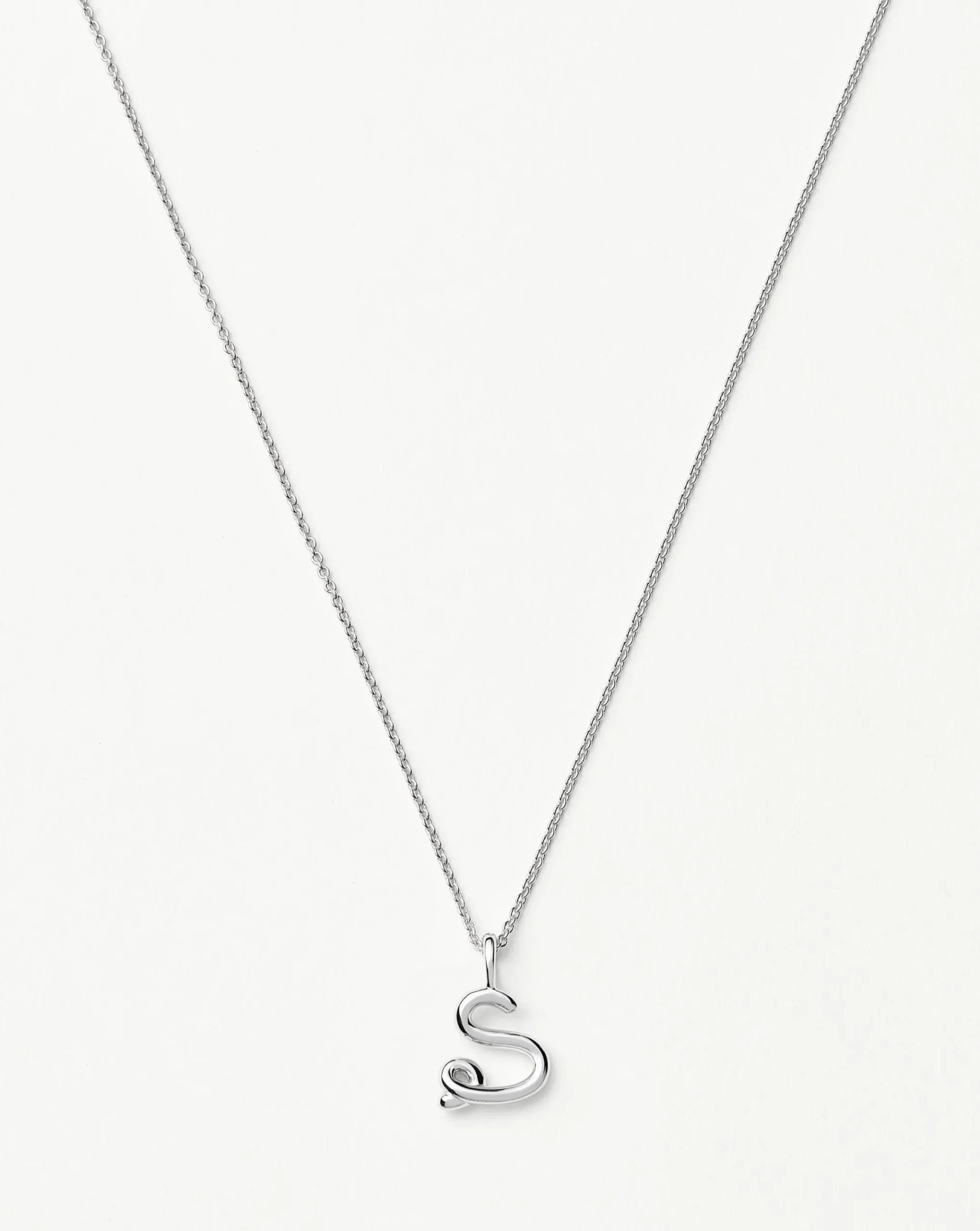 Curly Molten Mini Initial Necklace - S