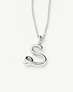 Curly Molten Mini Initial Necklace - S