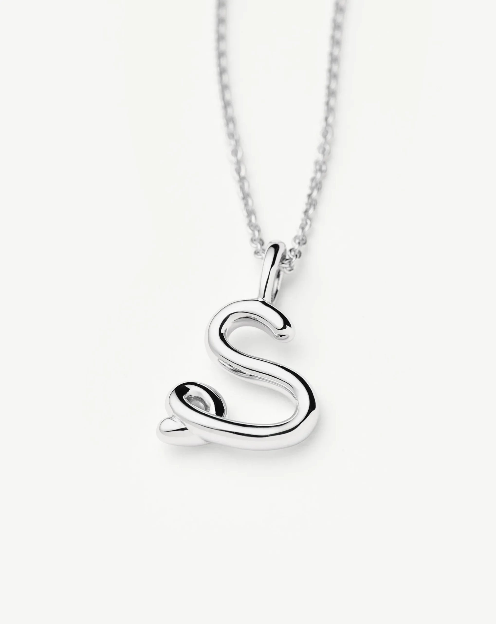 Curly Molten Mini Initial Necklace - S