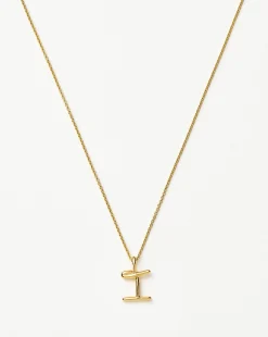 Curly Molten Mini Initial Necklace - I