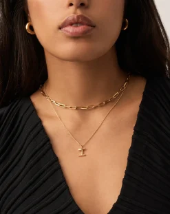 Curly Molten Mini Initial Necklace - I
