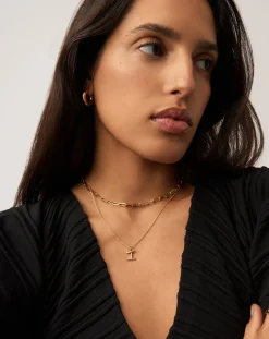 Curly Molten Mini Initial Necklace - I