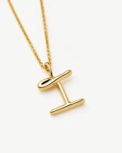 Curly Molten Mini Initial Necklace - I