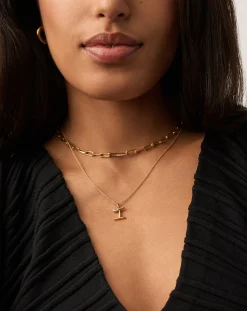 Curly Molten Mini Initial Necklace - I