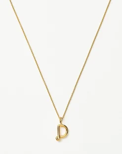 Curly Molten Mini Initial Necklace - D