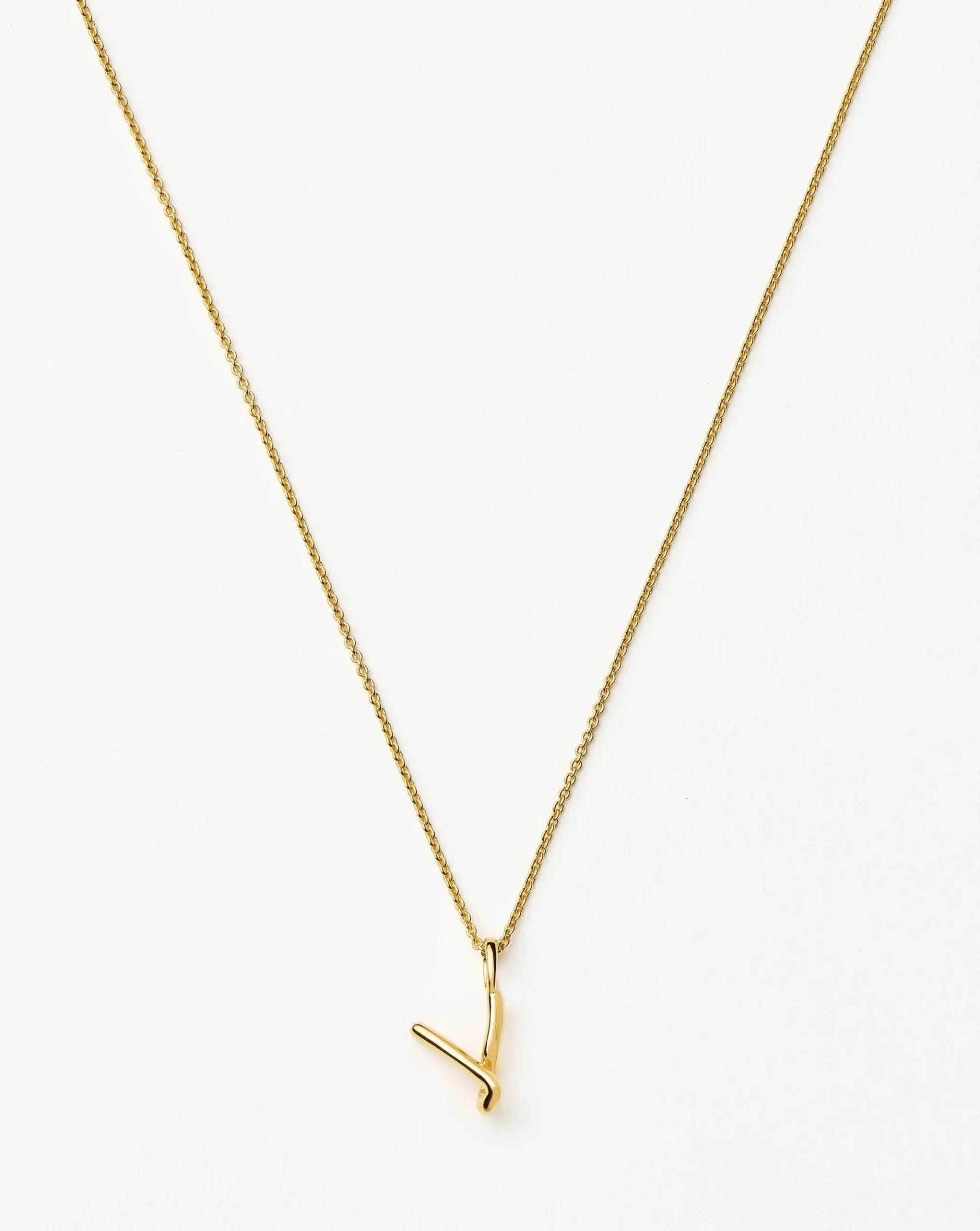Curly Molten Mini Initial Necklace - V