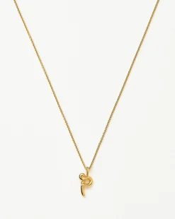 Curly Molten Mini Initial Necklace - P