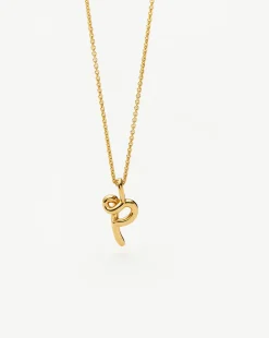 Curly Molten Mini Initial Necklace - P