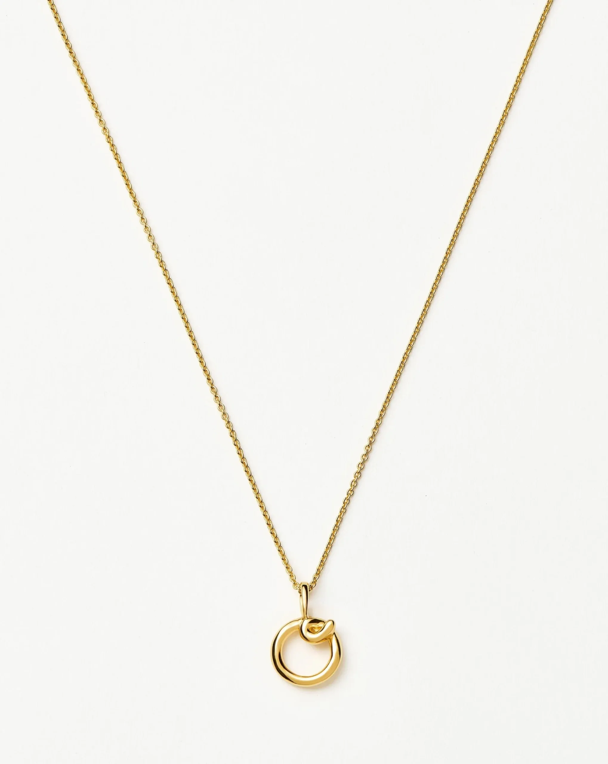 Curly Molten Mini Initial Necklace - O