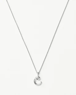 Curly Molten Mini Initial Necklace - C