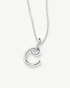 Curly Molten Mini Initial Necklace - C