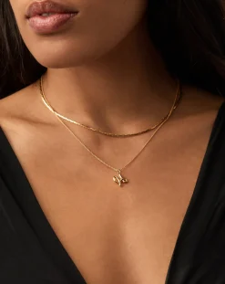 Curly Molten Mini Initial Necklace - H