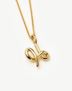 Curly Molten Mini Initial Necklace - H