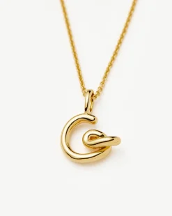 Curly Molten Mini Initial Necklace - G
