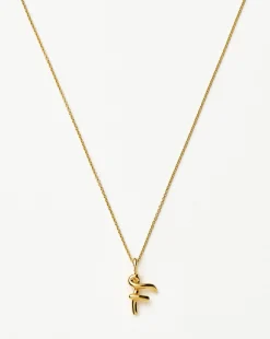 Curly Molten Mini Initial Necklace - F