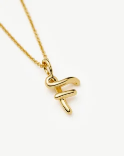 Curly Molten Mini Initial Necklace - F