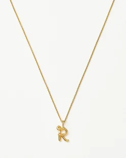 Curly Molten Mini Initial Necklace - R