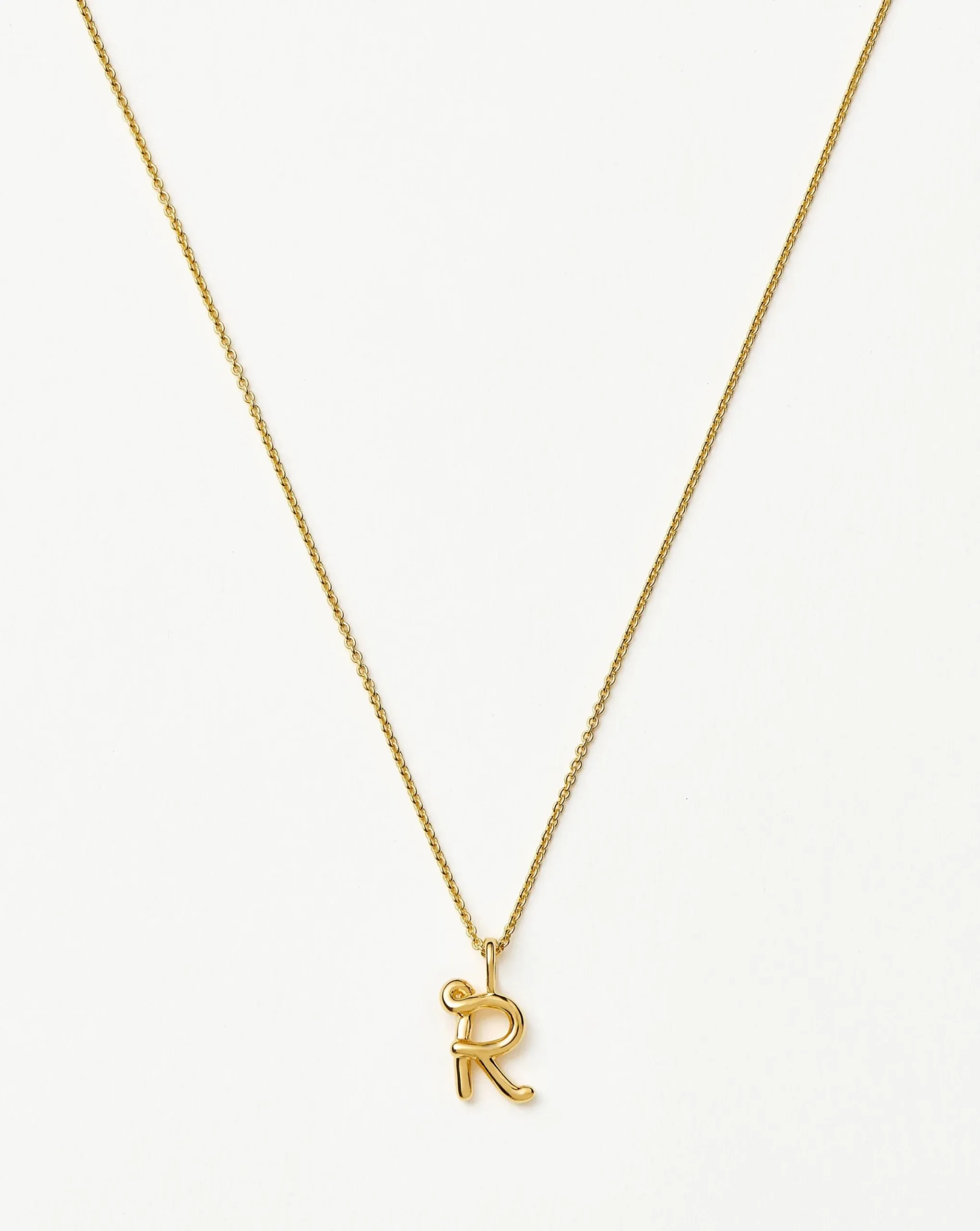 Curly Molten Mini Initial Necklace - R