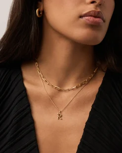 Curly Molten Mini Initial Necklace - R