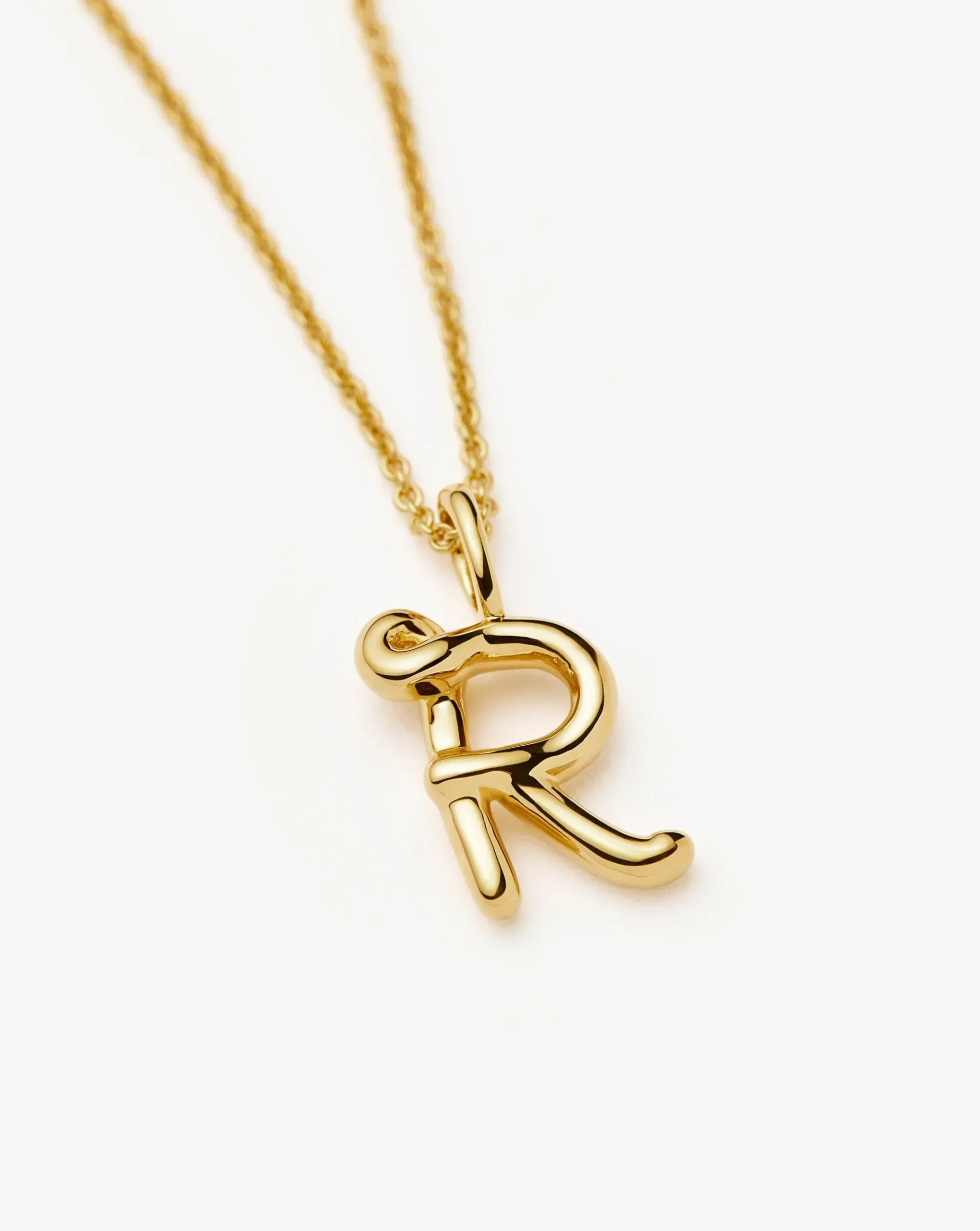 Curly Molten Mini Initial Necklace - R