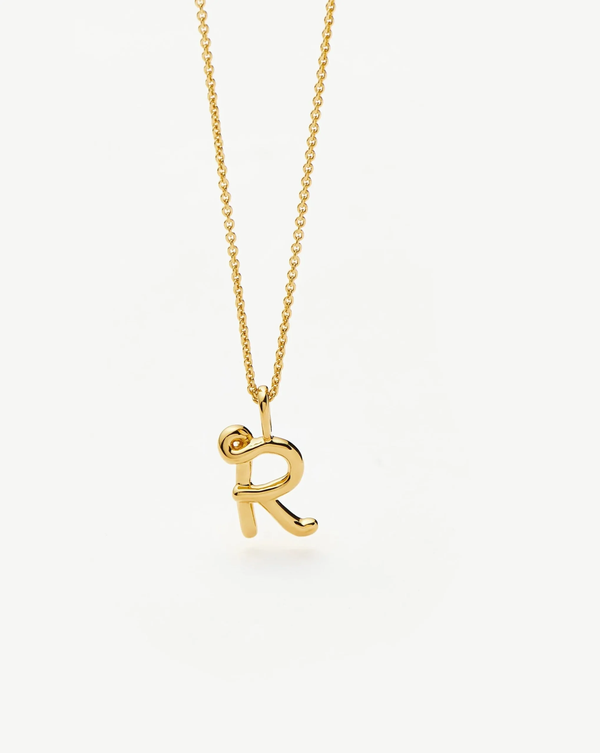 Curly Molten Mini Initial Necklace - R