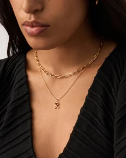 Curly Molten Mini Initial Necklace - R