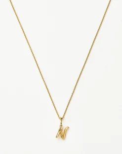 Curly Molten Mini Initial Necklace - N