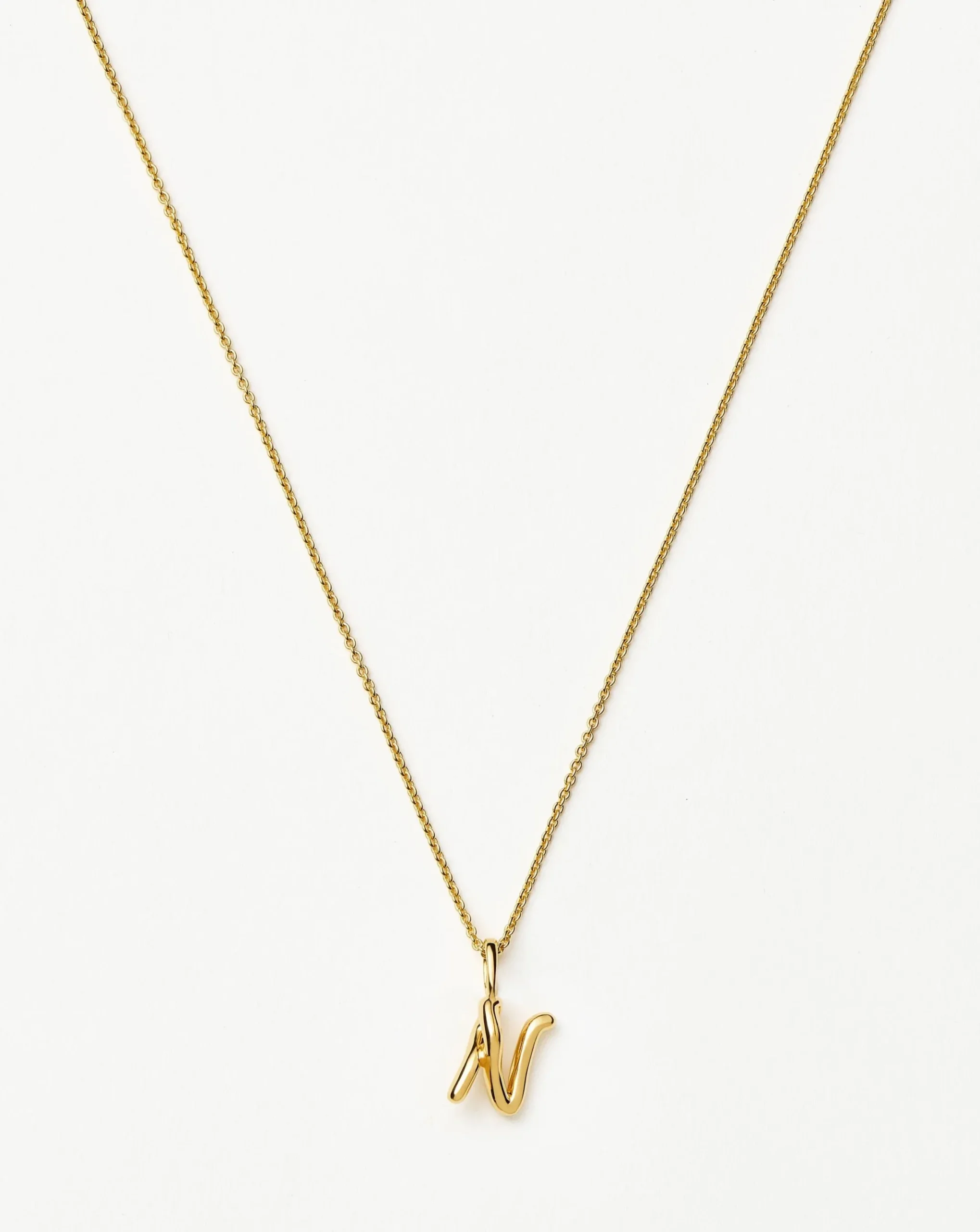Curly Molten Mini Initial Necklace - N