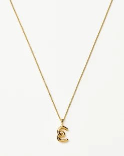 Curly Molten Mini Initial Necklace - E