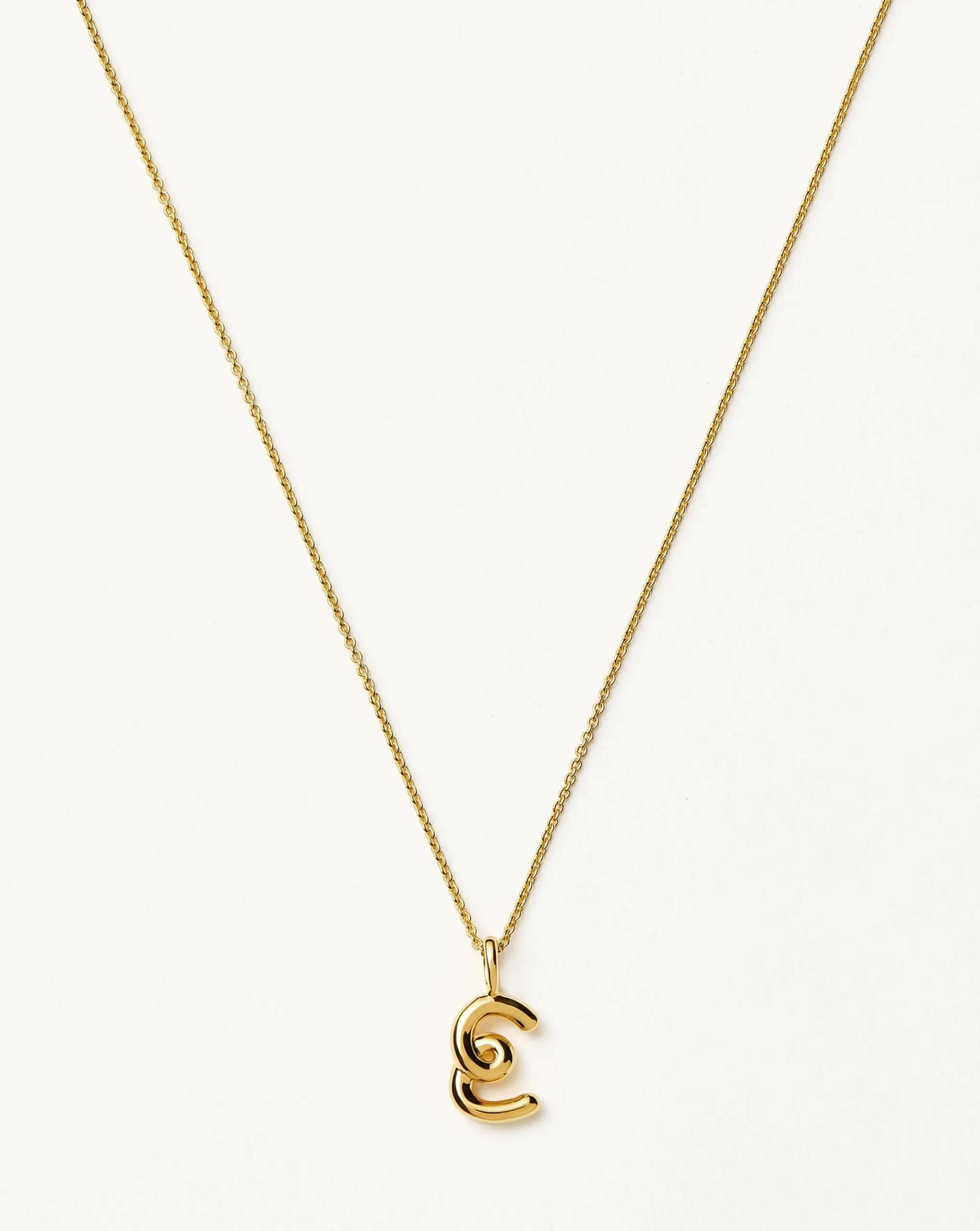 Curly Molten Mini Initial Necklace - E