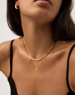 Curly Molten Mini Initial Necklace - E