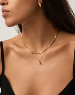 Curly Molten Mini Initial Necklace - E