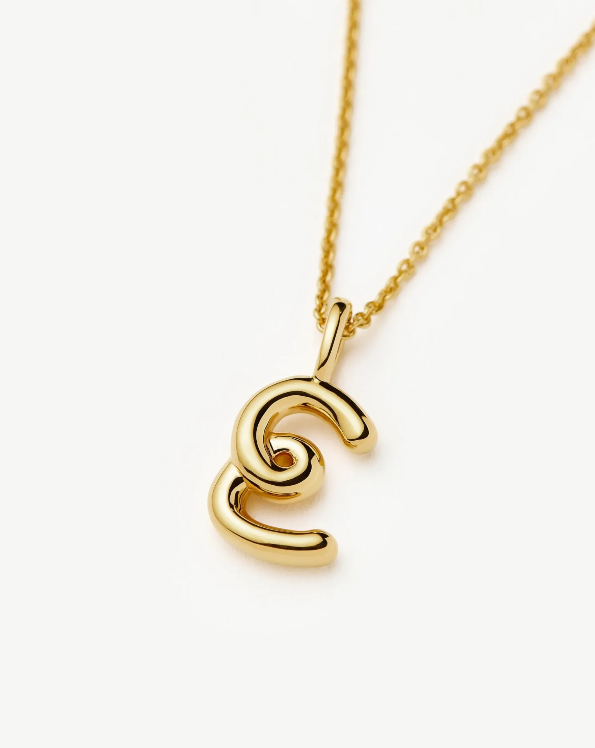 Curly Molten Mini Initial Necklace - E