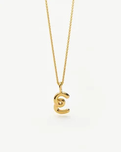 Curly Molten Mini Initial Necklace - E